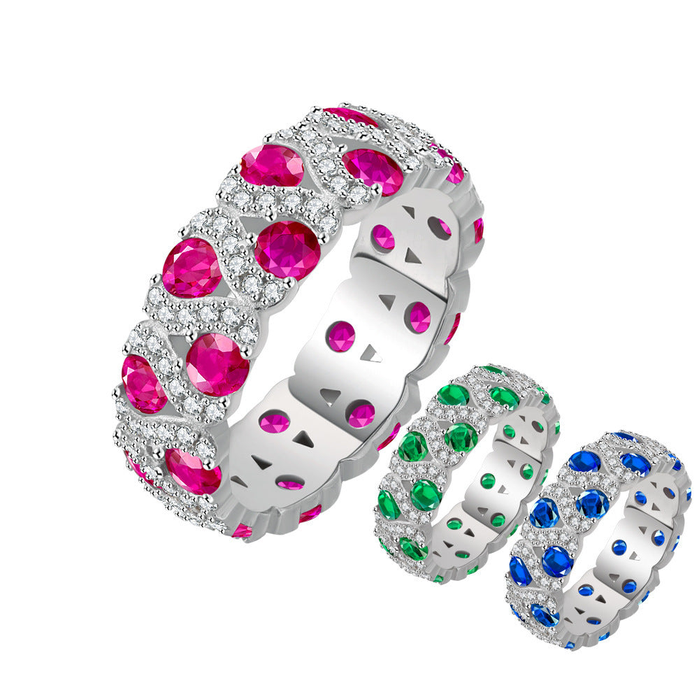 Color High Carbon Rhinestone Ring Women